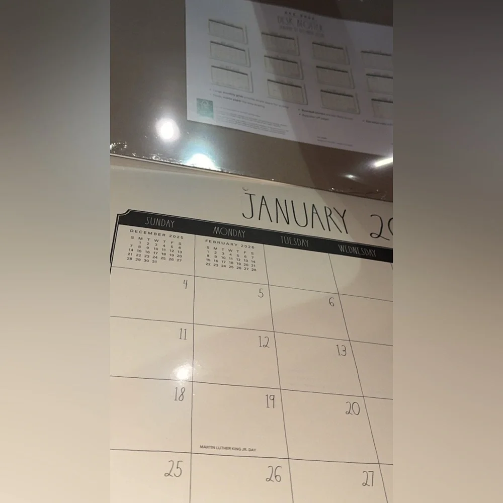 SALE NWT Rae Dunn January-December 26’ LRG Desk Blotter Monthly Planner Calendar